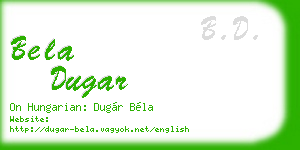 bela dugar business card