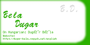 bela dugar business card